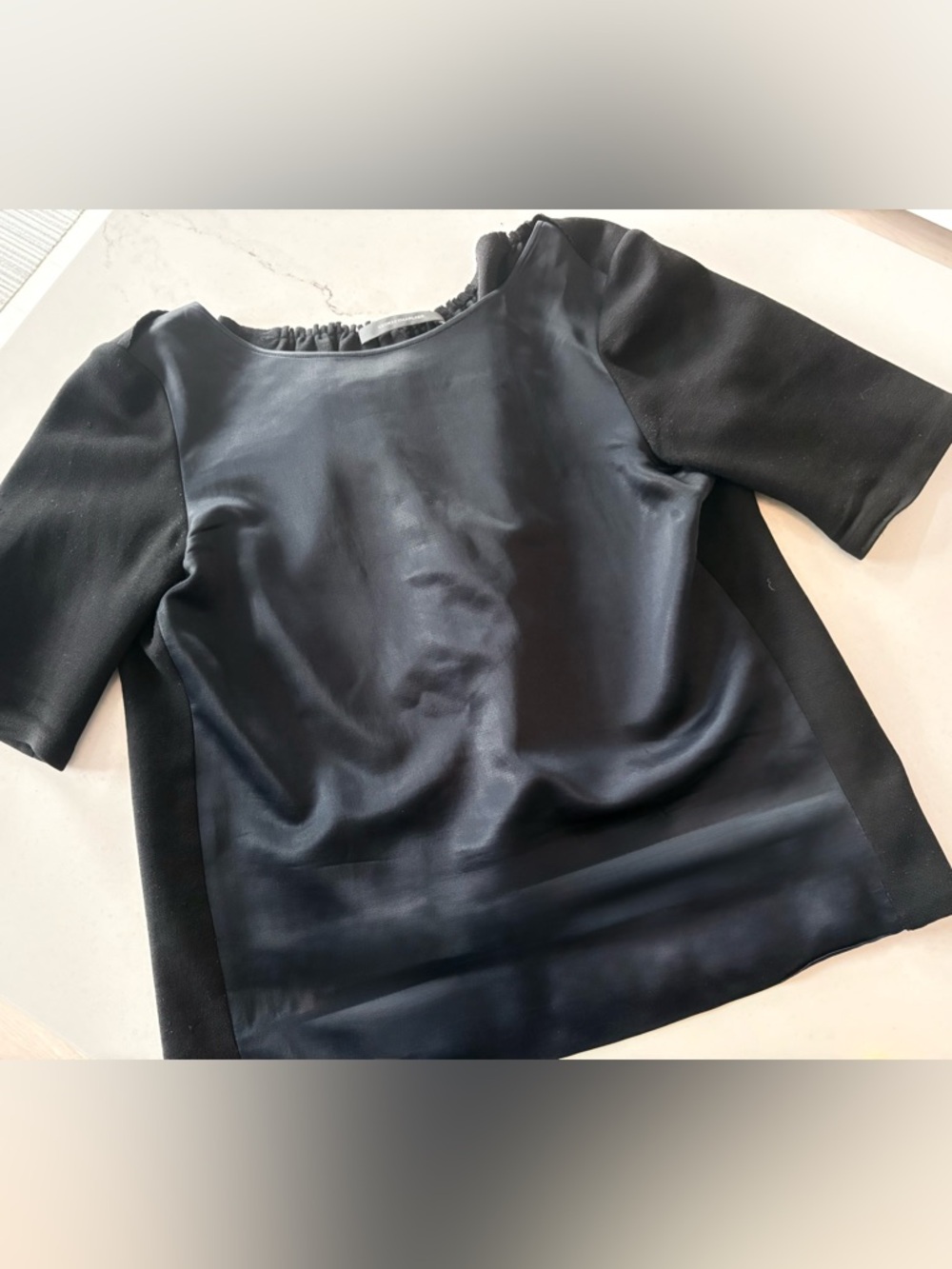 Cedric Charlier x Aeffe Midnight Blue Wool & Satin Front Top